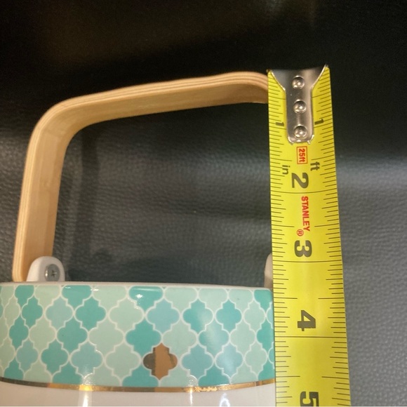 DAVID’S TEA Never Used Green Leaf Motif Gold Accent Wood Handle Tea  Pot - Picture 8 of 15